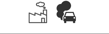 Pictogrammen van een walmende fabriek en auto